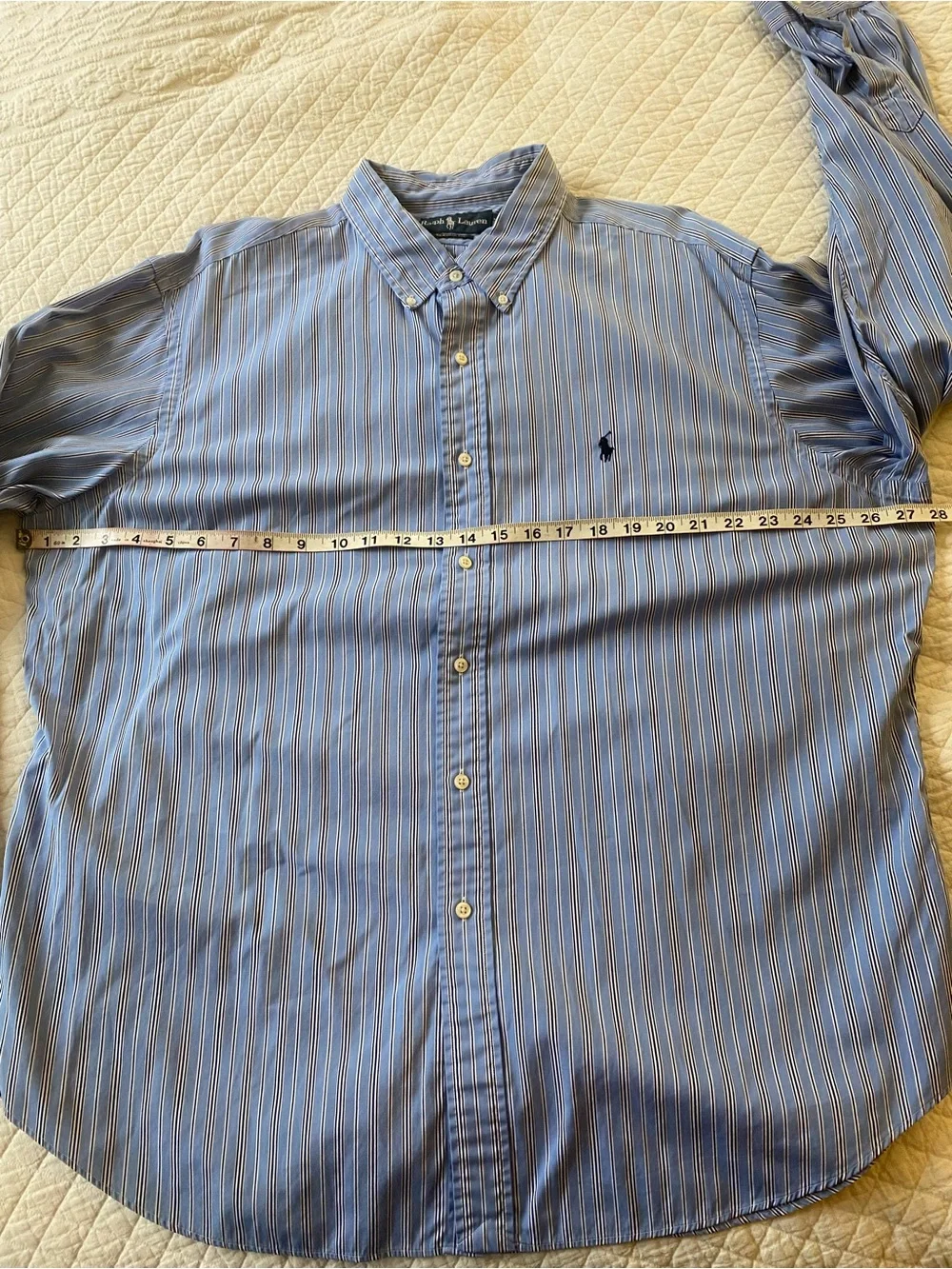 Polo by Ralph Lauren Pony Blue Striped Button-Down Long Sleeve Shirt Oxford XXL